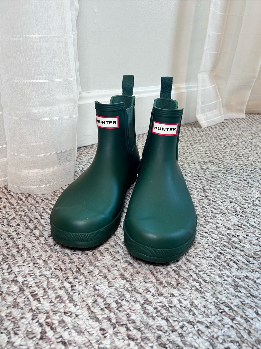 Hunter Green Chelsea Ankle Rain Boots Waterproof Women’s 10 Excellent Condition